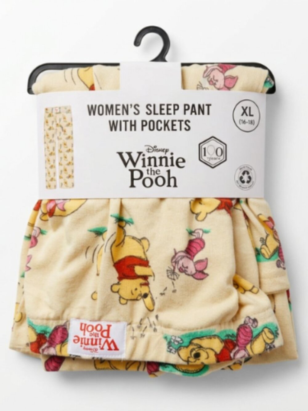 Disney Winnie the Pooh Piglet Pajama Pants Womens XL Hacci Knit Wide Leg